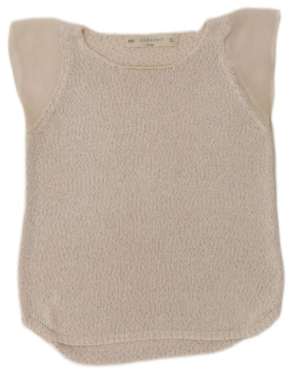 Blusa feminina de malha Zara UK 10 pequena bege