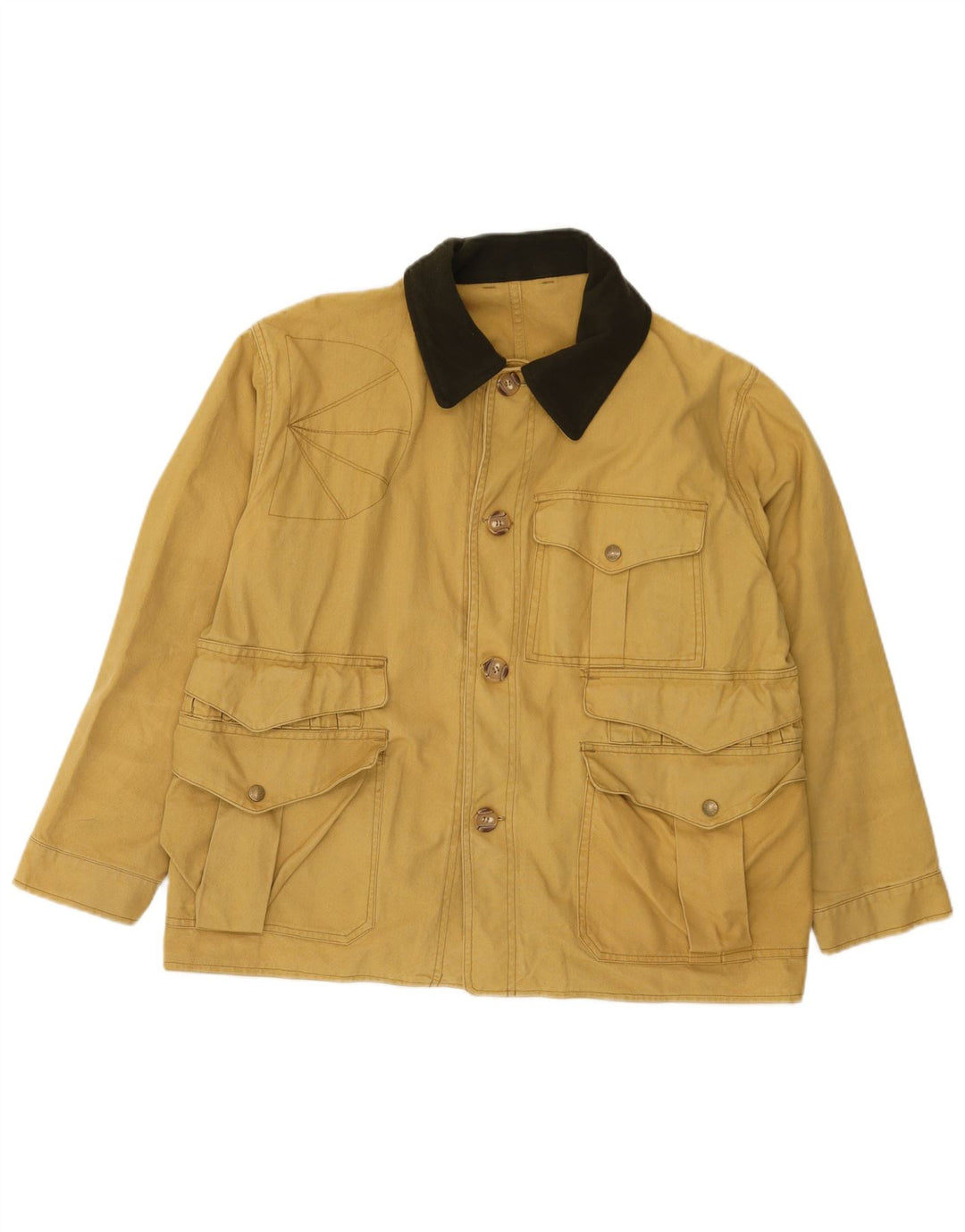 Jaqueta utilitária masculina vintage IT 50 grande algodão amarelo