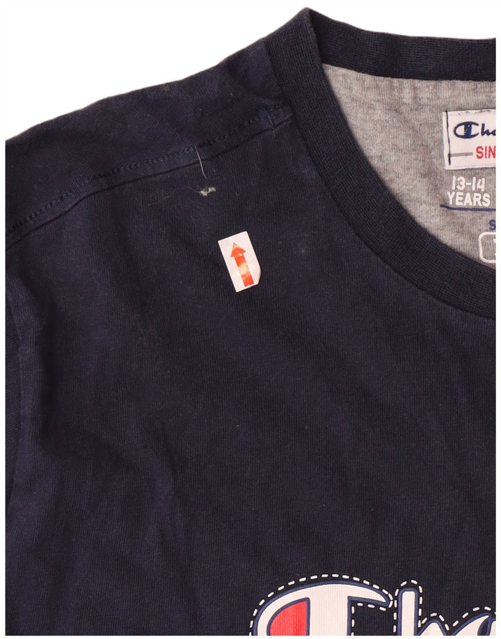 Champion Boys Graphic Top Manga Comprida 13-14 Anos XL Azul Marinho Algodão