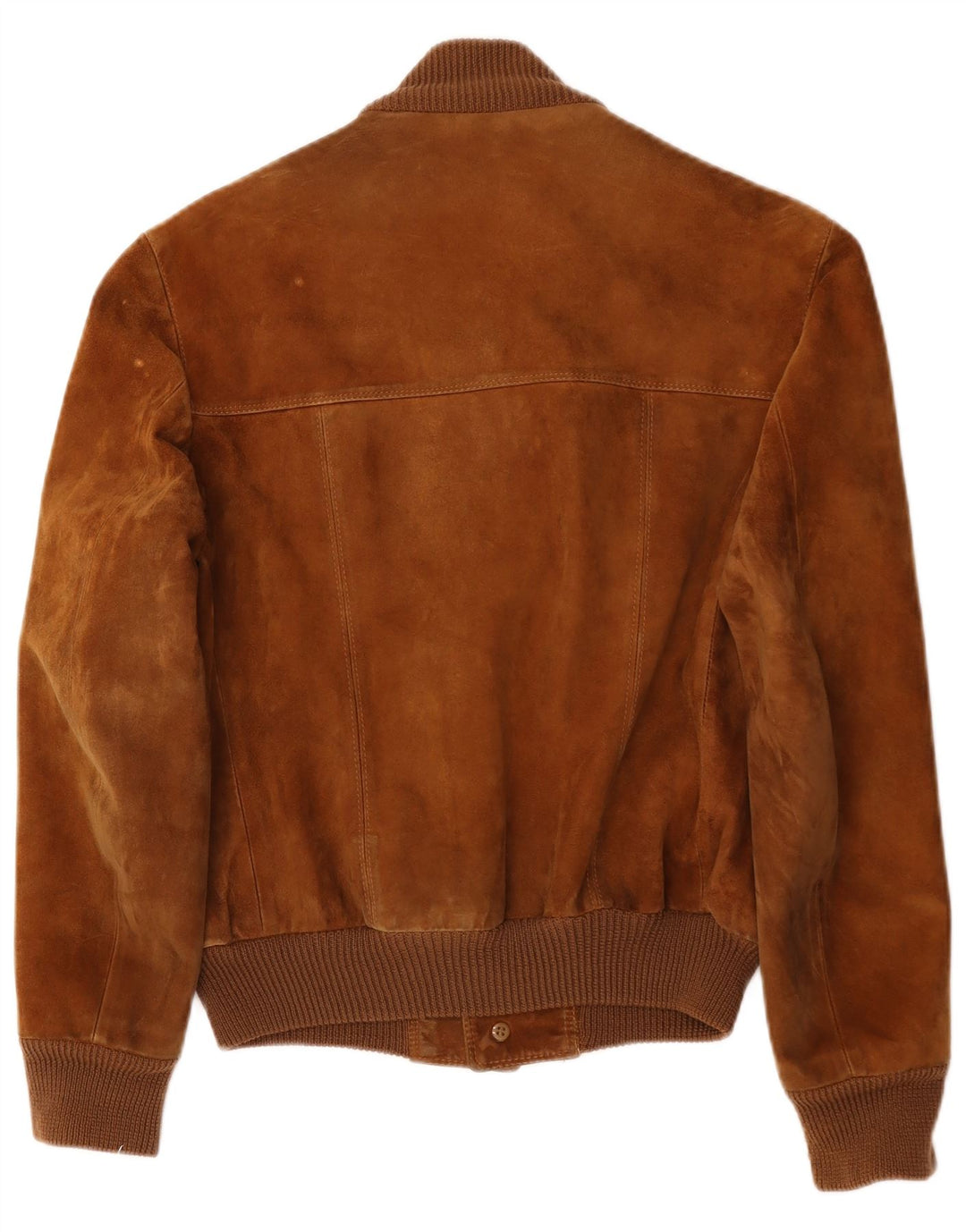Jaqueta bomber masculina vintage de camurça Reino Unido 38 couro marrom médio