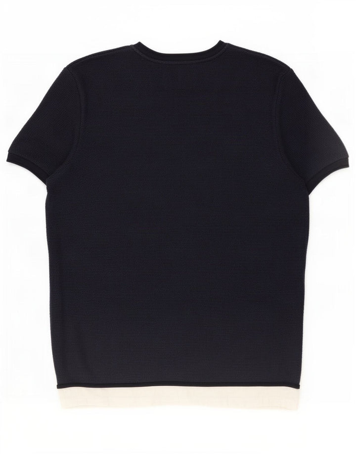 Camiseta masculina Zara Top grande bloco colorido azul marinho