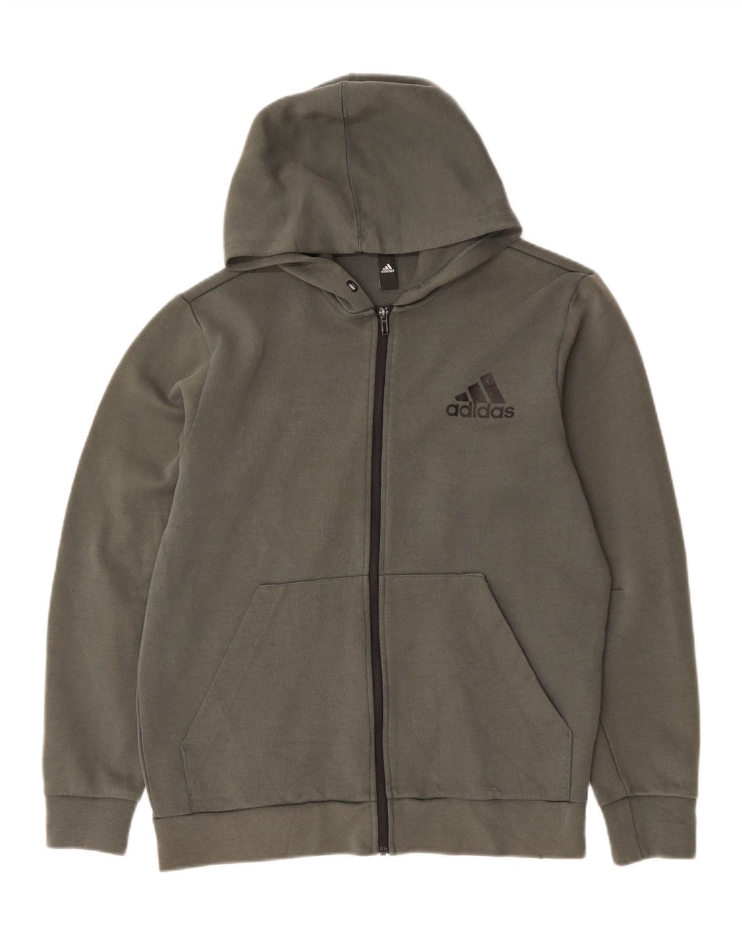 ADIDAS Mens Zip Hoodie Suéter Grande Algodão Cáqui