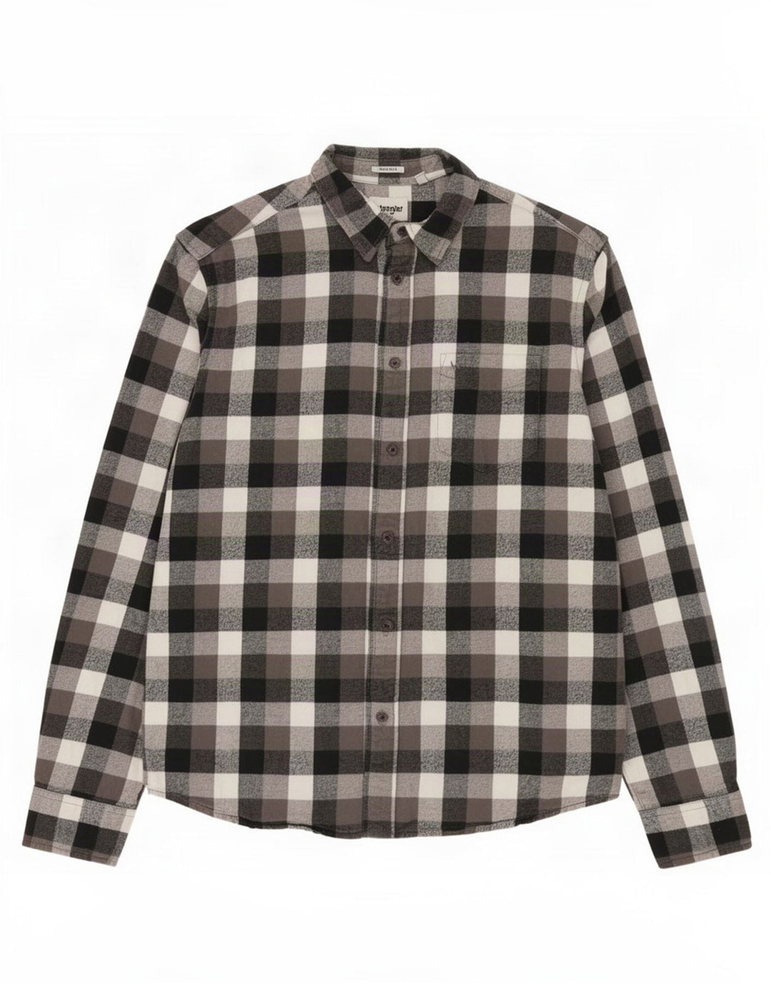 Camisa masculina de flanela Wrangler Regular Fit pequena cinza xadrez algodão