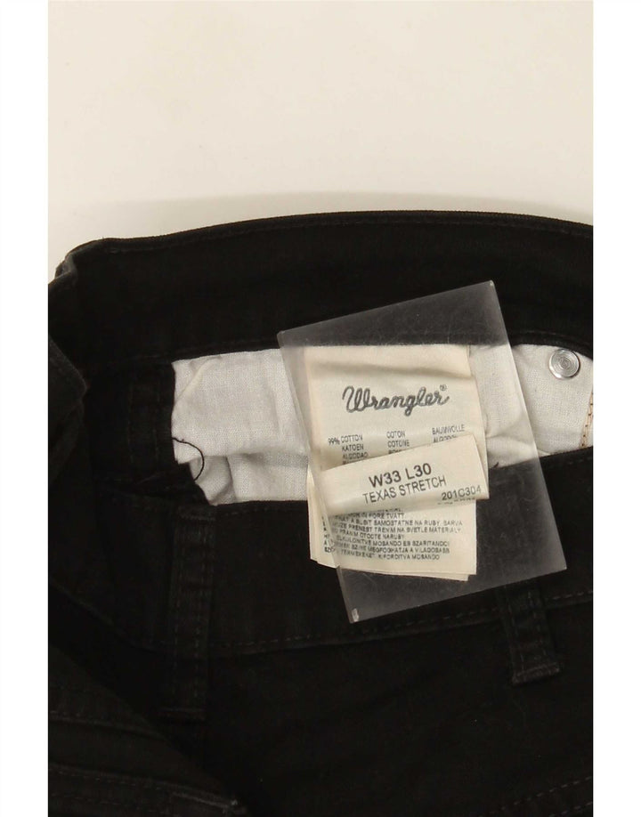 Wrangler Masculino Texas Stretch Straight Jeans W33 L30 Algodão Preto