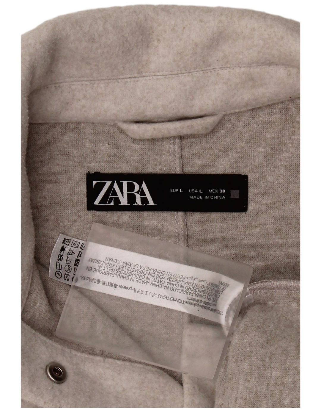 Zara Womens Oversized Shacket Fleece Shirt UK 16 Grande Cinza Poliéster