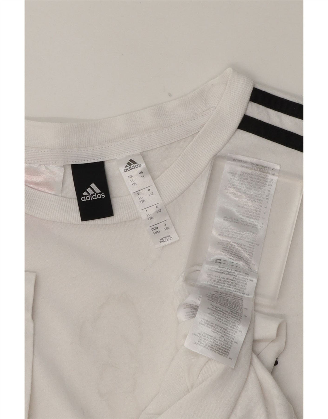 ADIDAS Girls T-Shirt Top 11-12 Years White Cotton Vintage Adidas and Second-Hand Adidas from Messina Hembry 