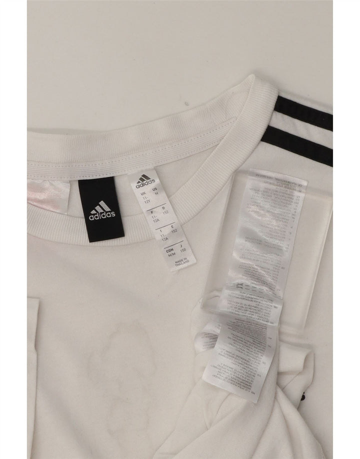ADIDAS Girls T-Shirt Top 11-12 Years White Cotton Vintage Adidas and Second-Hand Adidas from Messina Hembry 