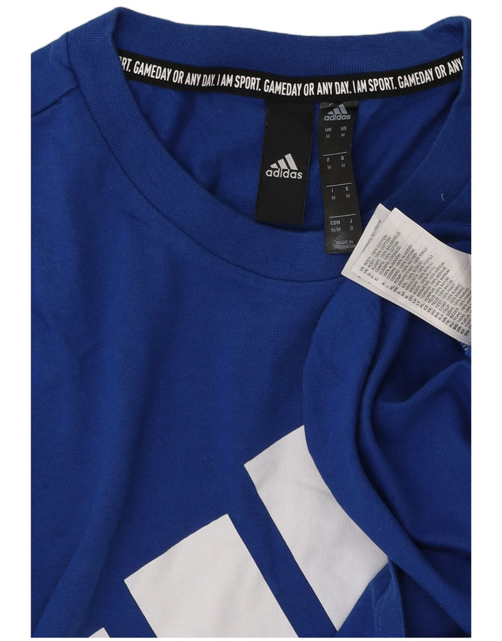 Adidas Mens Graphic T-Shirt Top Médio Algodão Azul