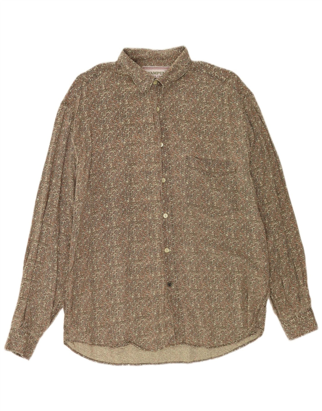 Camisa masculina Wampum grande cáqui Paisley
