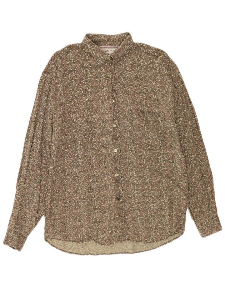 Camisa masculina Wampum grande cáqui Paisley