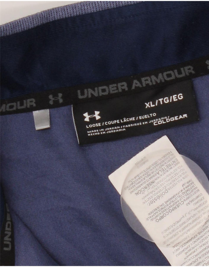 Under Armour Mens Zip Neck Pullover Treino Top XL Azul Marinho Poliéster