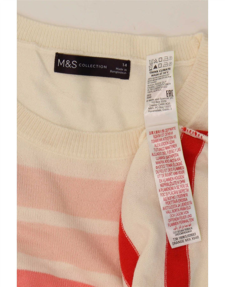 Suéter feminino Marks & Spencer com gola canoa Reino Unido 14 grande multicolorido