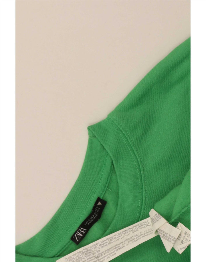 Zara Womens Oversized Sweatshirt Jumper UK 10 Pequeno Poliéster Verde