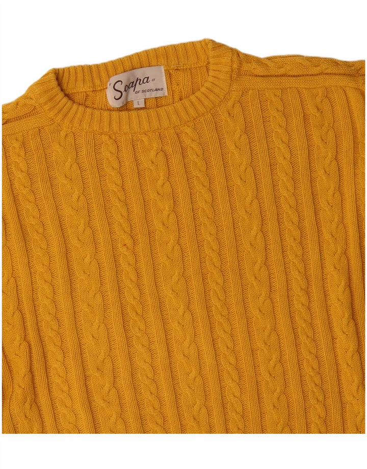 Suéter masculino Scapa com gola redonda, grande algodão amarelo