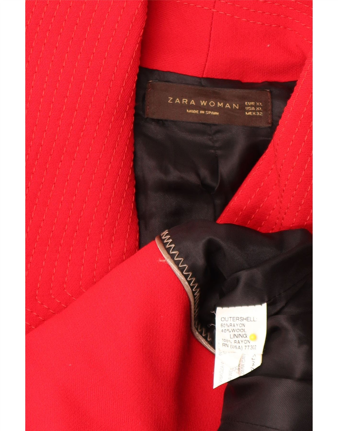 Sobretudo curto feminino Zara UK 18 XL vermelho rayon