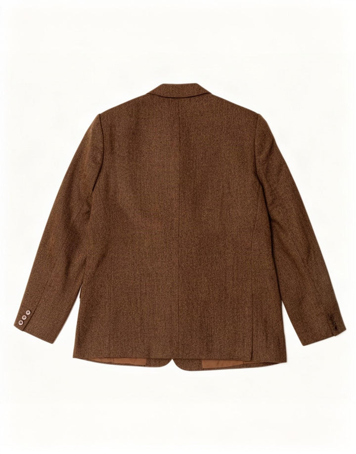Jaqueta blazer feminina DAKS com 3 botões UK 18 XL marrom manchada de lã nova