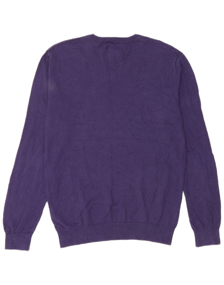 Suéter masculino Jack Wills com decote em V de algodão roxo médio