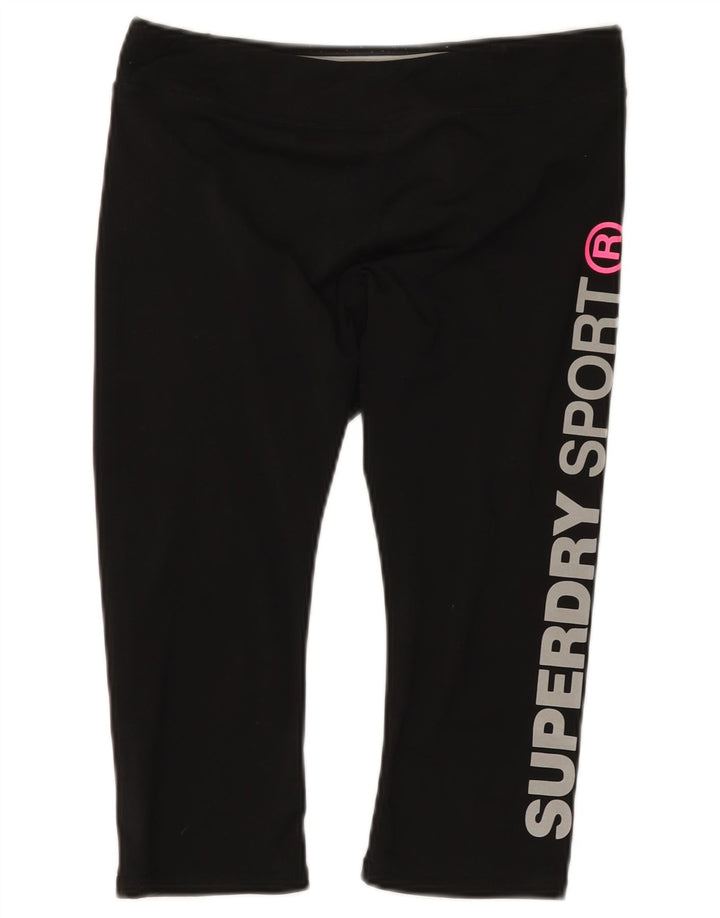 Superdry Womens Graphic Capri Leggings UK 12 Médio Preto Poliéster