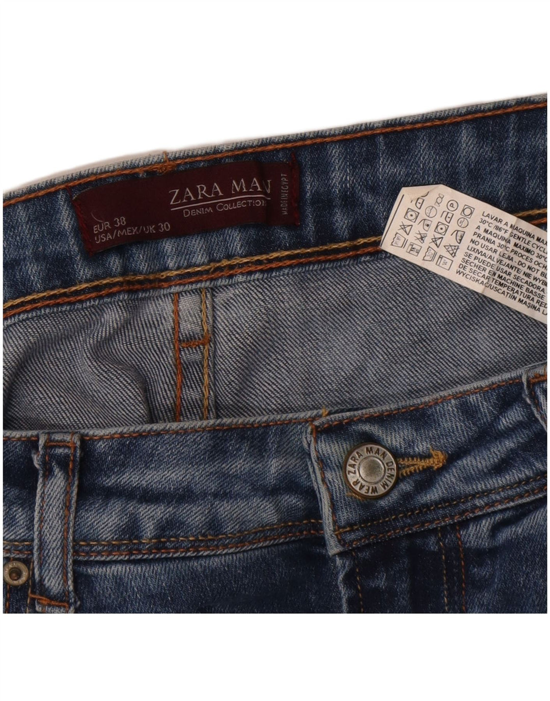 Zara Mens Slim Jeans EU 38 Pequeno W30 L29 Azul Algodão