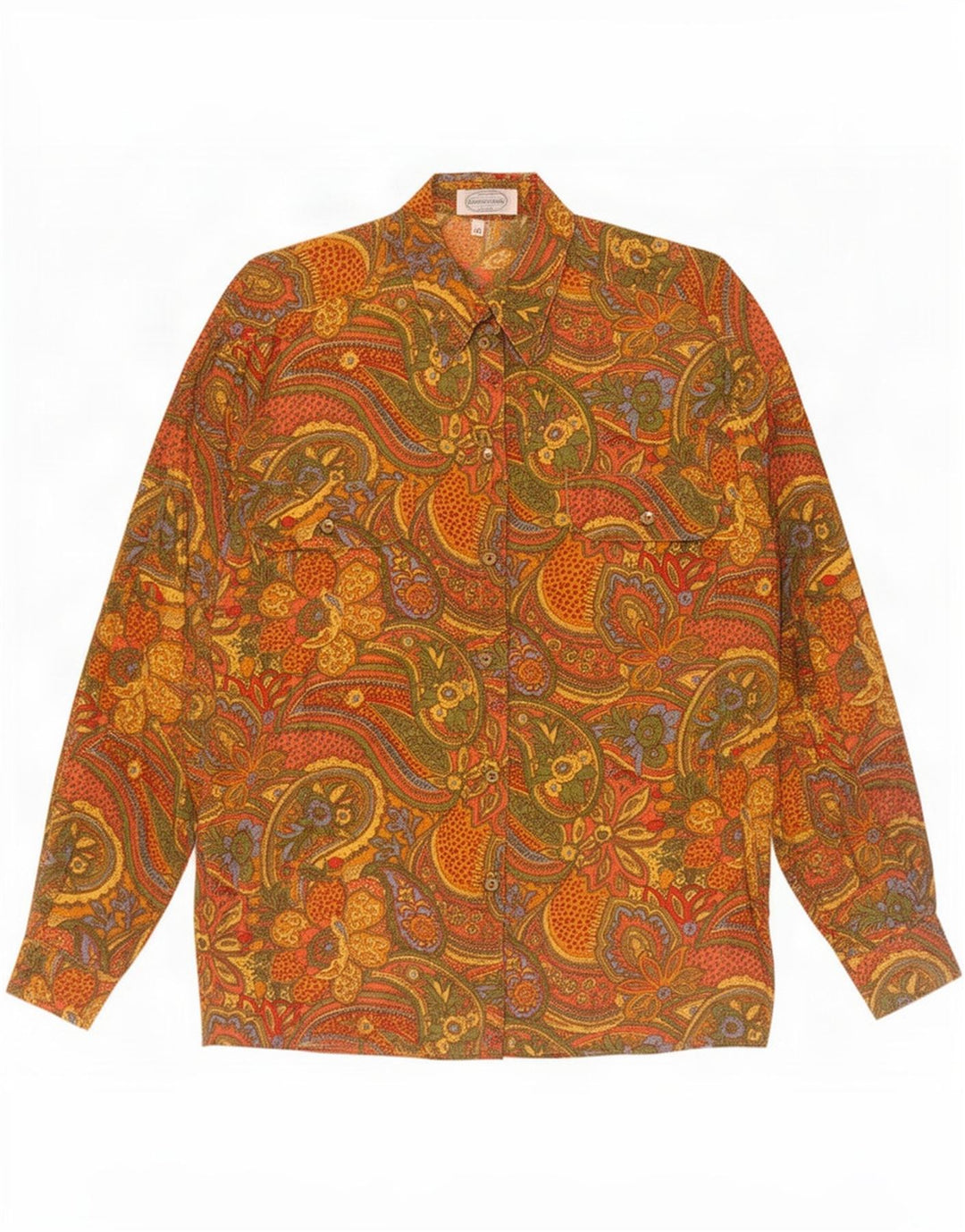 Camisa feminina vintage grande UE 40 média paisley multicolorida