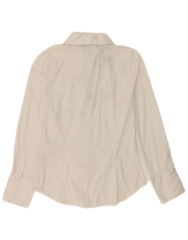 Camisa feminina Zara UK 12 algodão branco médio
