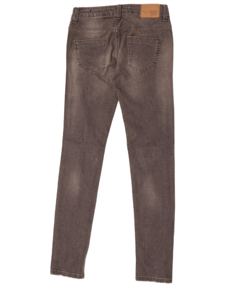 Zara Jeans femininos desgastados slim EU 34 2XS W24 L32 cinza