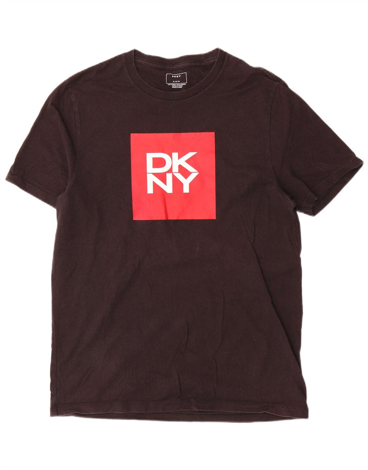 Camiseta gráfica masculina Dkny Top médio algodão preto
