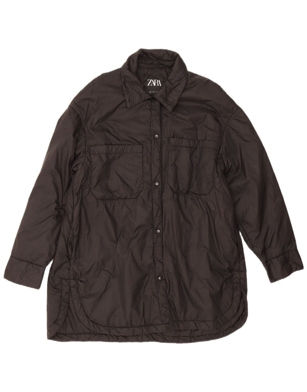 Casaco corta-vento feminino Zara UK 14 poliéster preto médio