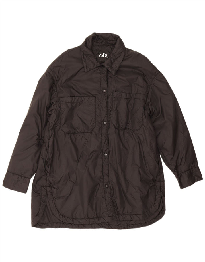 Casaco corta-vento feminino Zara UK 14 poliéster preto médio