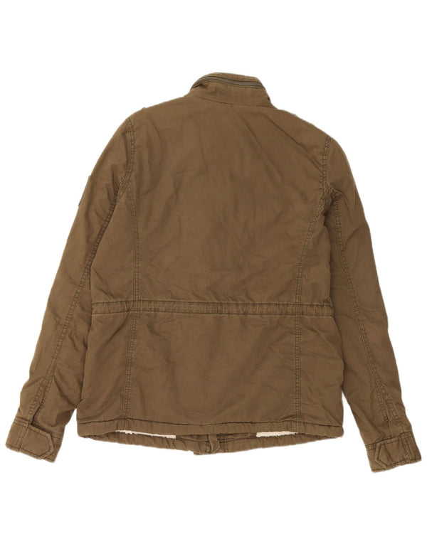 Jaqueta militar feminina Superdry UK 16 grande algodão cáqui