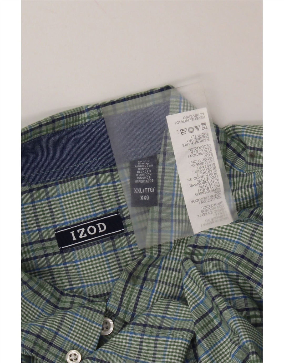 Camisa masculina IZOD 2XL algodão xadrez verde