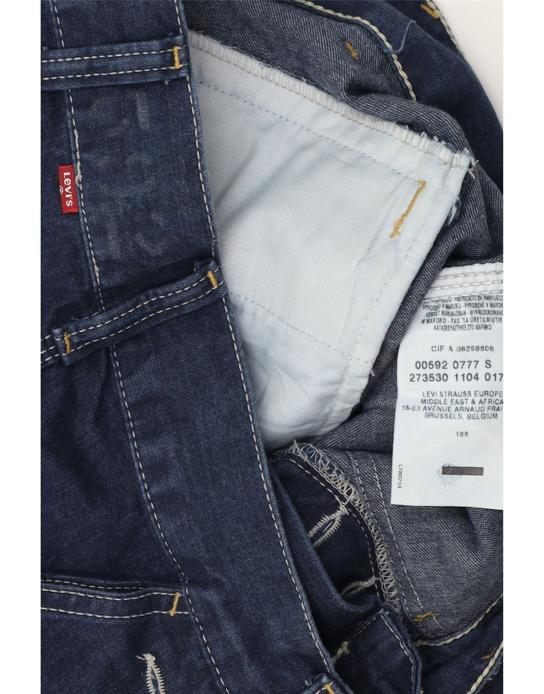 Bermuda jeans masculina LEVI'S pequena W29 algodão azul