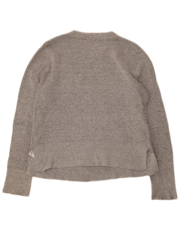 Suéter feminino Oasis com gola canoa UK 12 cinza médio acrílico
