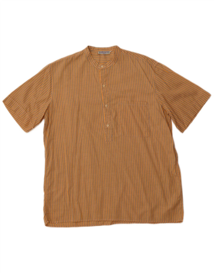 Camisa pulôver masculina de manga curta PULLOVERIA grande listrada laranja