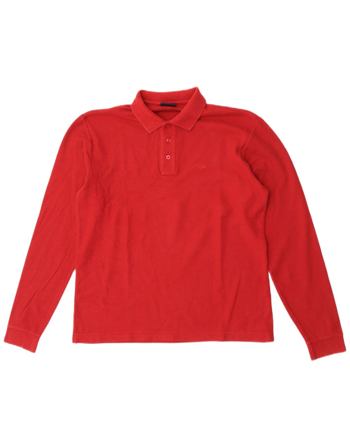 Polo masculino Fila manga comprida médio vermelho