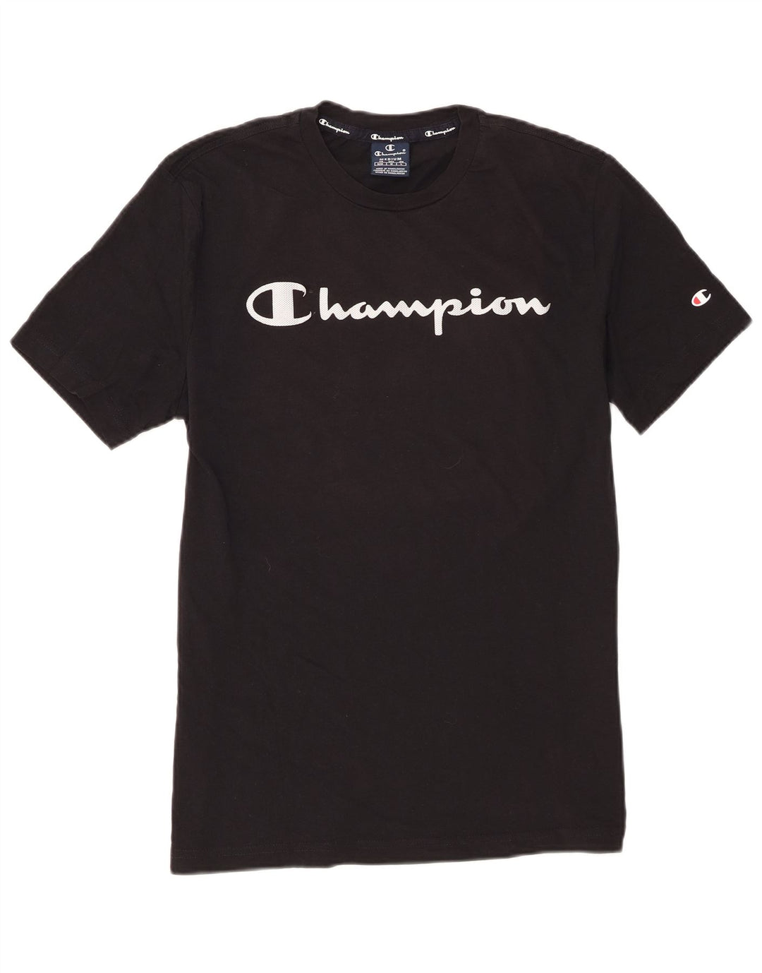 Camiseta gráfica masculina Champion de algodão preto médio