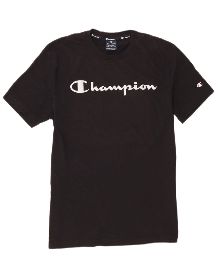 Camiseta gráfica masculina Champion de algodão preto médio