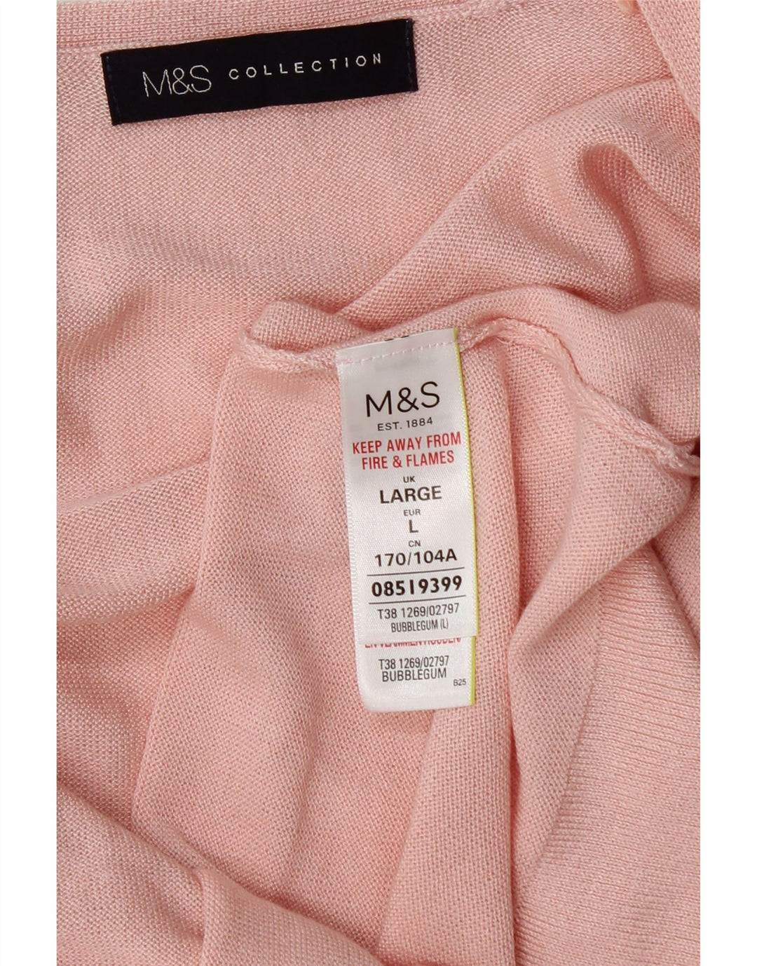 Suéter feminino Marks & Spencer Longline Open Cardigan Reino Unido 16 grande rosa
