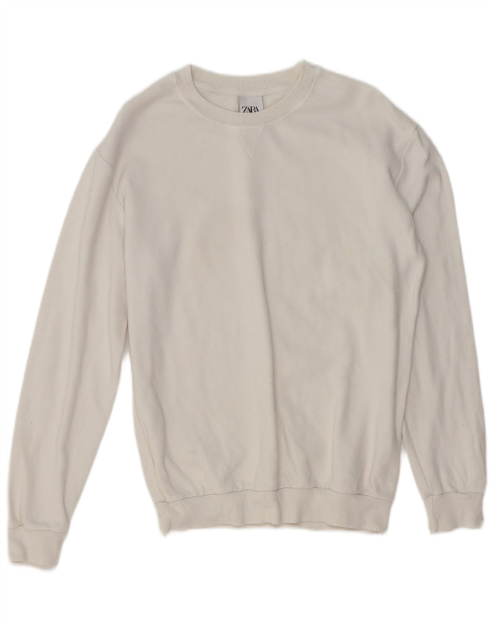 ZARA moletom masculino jumper médio algodão branco