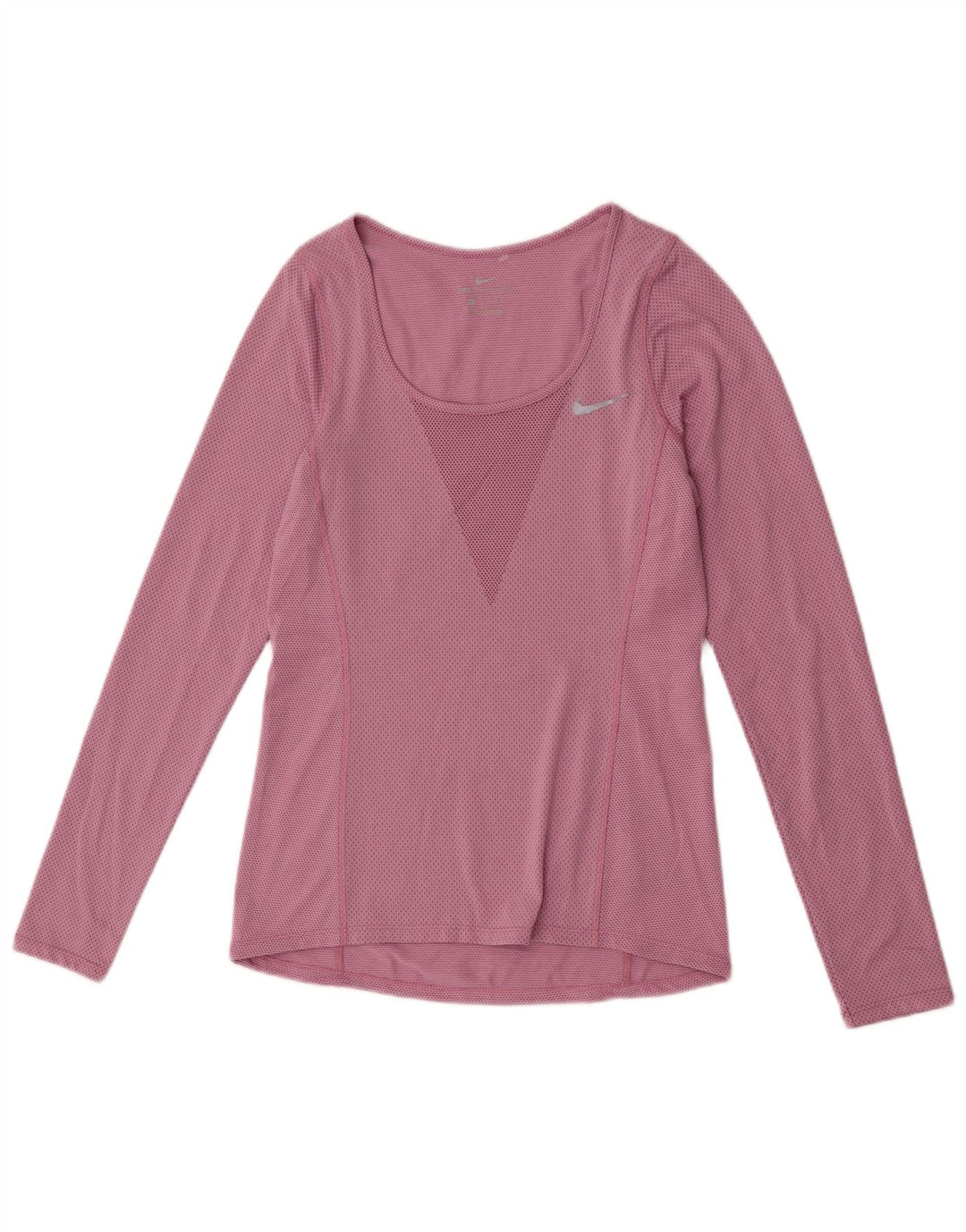 Top feminino Nike manga comprida UK 6 XS rosa poliéster