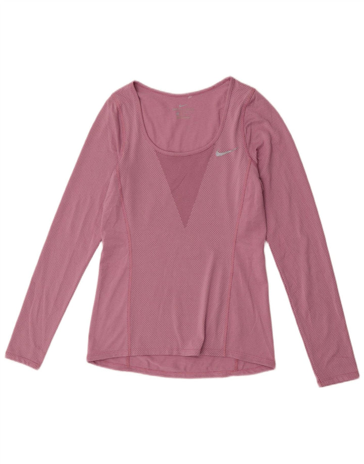 Top feminino Nike manga comprida UK 6 XS rosa poliéster