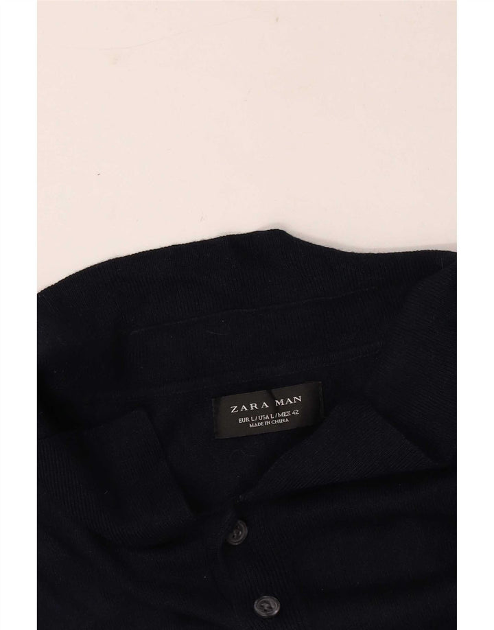 Camisa polo masculina Zara grande azul marinho