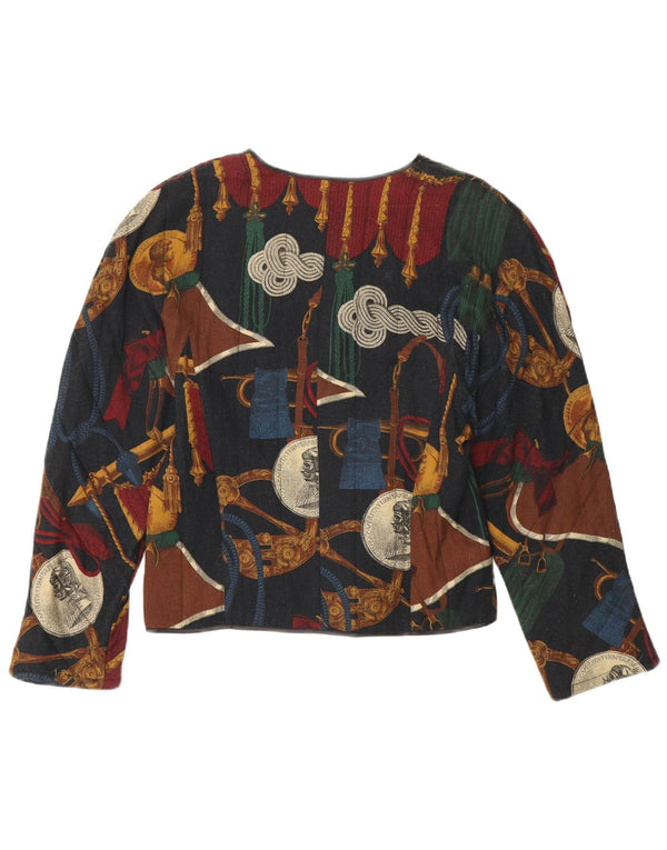 Tru Jaqueta blazer feminina com padrão abstrato de 4 botões UE 38 Preto médio