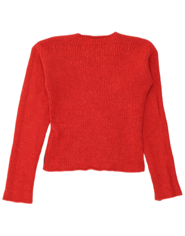Suéter feminino Armani Jeans cropped com decote em V Reino Unido 14 grande vermelho