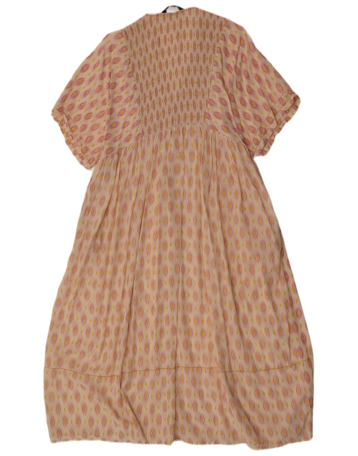 Vestido kaftan feminino Zara Reino Unido 12 médio off white Ikat Viscose