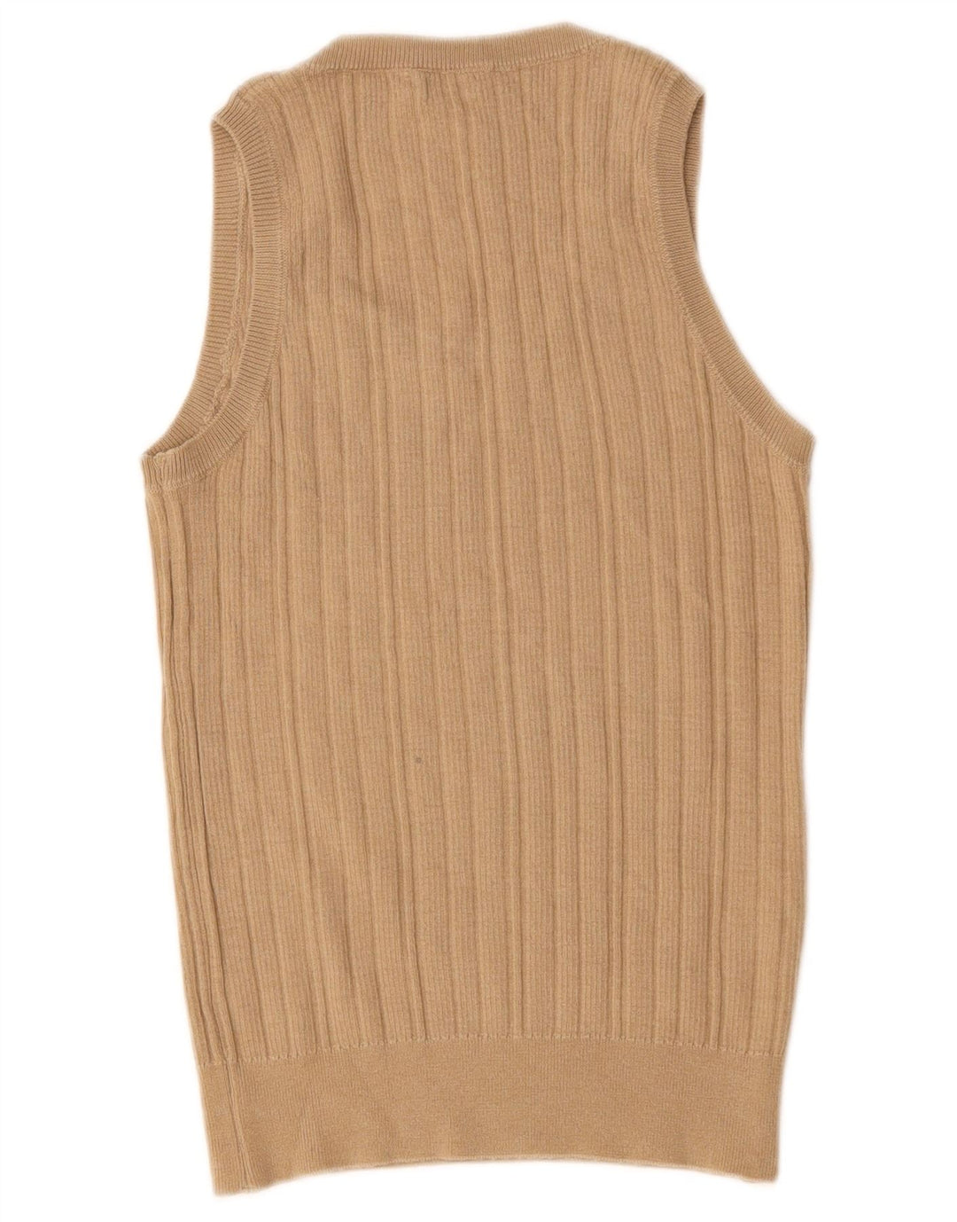 Blusa feminina sem mangas Benetton UK 12 lã bege médio