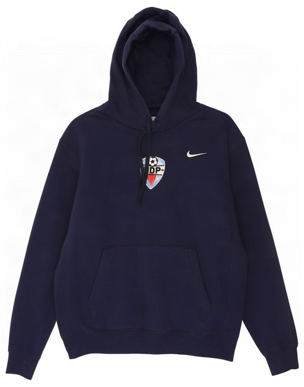Nike Mens Hoodie Jumper Medium Navy Blue Cotton