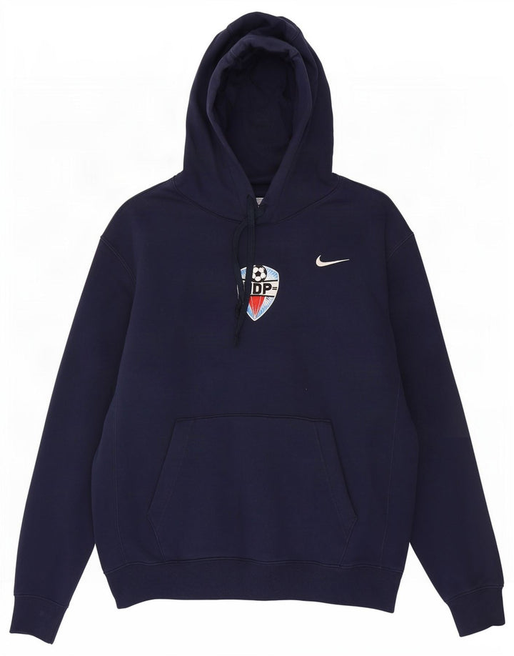 Nike Mens Hoodie Jumper Médio Azul Marinho Algodão