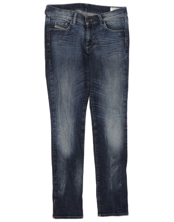 DIESEL feminino HI-VY super slim jeans reto W32 L29 azul