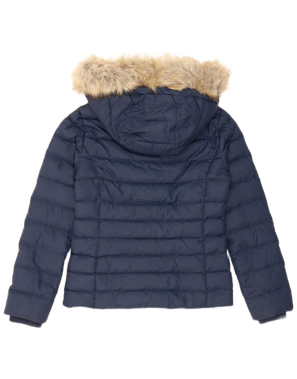 Jaqueta acolchoada com capuz feminina Tommy Hilfiger Reino Unido 10 pequeno poliéster azul marinho
